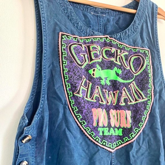 RETRO GECKO HAWAII MAXI DRESS COLORFUL SURF TEAM COVERUP BEACH - Picture 5 of 8